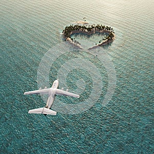 Flight above Heart-shaped island