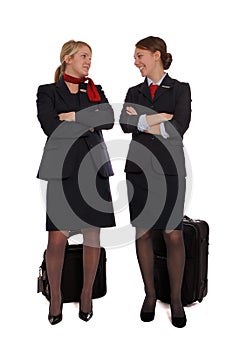 Flight attendants talking together