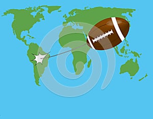 Flight of the ball on the world map