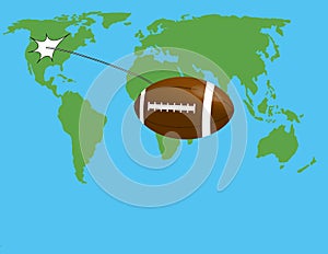 Flight of the ball on the world map