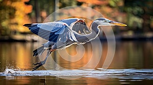 flight blue heron