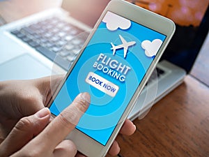 Flight booking online with smartphone