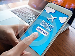 Flight booking online with smartphone