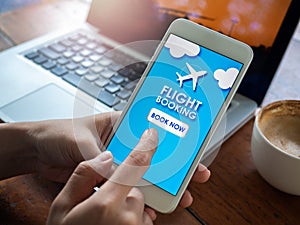 Flight booking online with smartphone