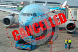 Flight cancellations on the airport because of coronavirus