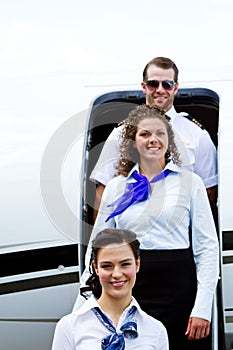 Flight crew exiting plane