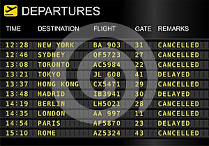 Flight departures board