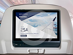 In-Flight Entertainment Screen, Inflight Screen, Seatback Screen in Airplane