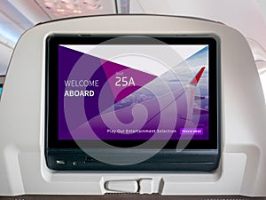 In-Flight Entertainment Screen, Inflight Screen, Seatback Screen in Airplane