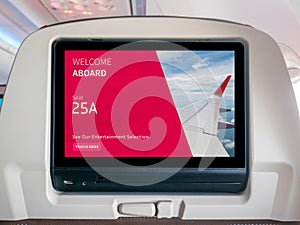 In-Flight Entertainment Screen, Inflight Screen, Seatback Screen in Airplane