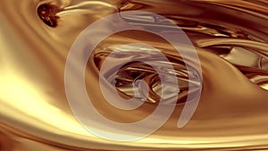 Flight through golden abstract surreal organic alien structure in curve wavy bio forms