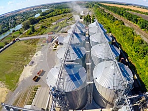 Flight of the grain terminal from the drone.