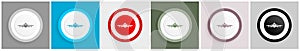 Flight icon, plane, aircraf vector illustrations in 6 colors options for web design and mobile applications in eps 10