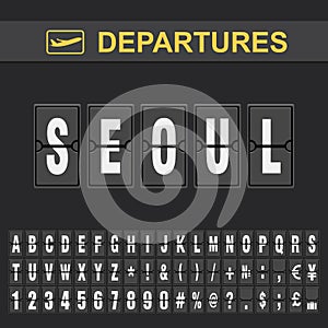 Flight info of destination South Korea flip alphabet airport departures, Seoul
