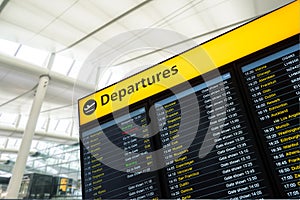 Flight information, arrival, departure at the airport, London
