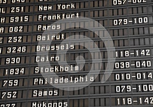 Flight information board in airport