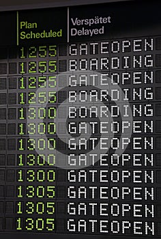 Flight information panel at airport