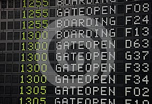 Flight information panel at airport