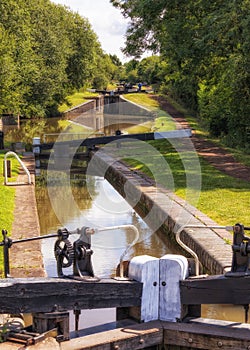 Flight of Locks, Worcester and Birmingham Canal, England.