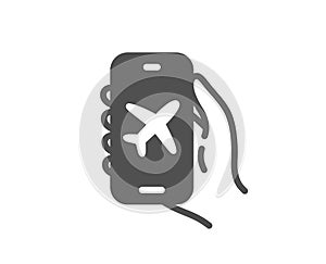 Flight mode icon. Hand hold phone sign. Vector