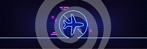 Flight mode line icon. Airplane mode sign. Neon light glow effect. Vector