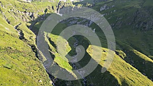 Flight with mountain panorama and mountain brooks in Texel group, South Tyrol, Italy