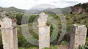 Flight over ancient Aspendos aqueduct