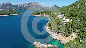 Flight over beautiful seashore at Mallorca