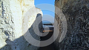 Flight over Botany Bay with its white cliffs in Kent