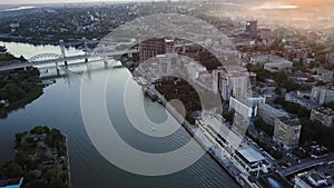 Flight over the city center and attractions, Rostov-on-Don panorama of the city