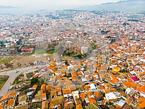 Flight over city Pergamon. Turkey