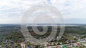 Flight over the city of Shatsk. It offers views of Lake Svityaz.