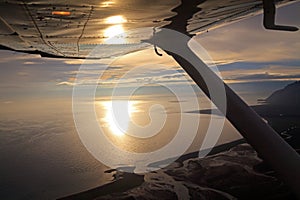 Flight over the coast of Alaska