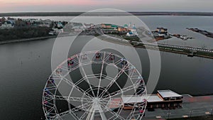 Flight over the Ferris wheel, aerial shooting