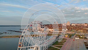 Flight over the Ferris wheel, aerial shooting