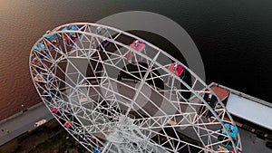 Flight over the Ferris wheel, aerial shooting