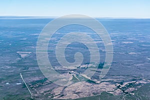 Flight over green land