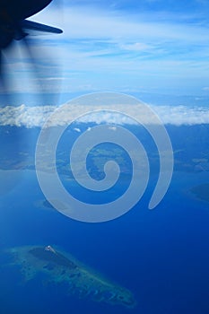 Flight over islands
