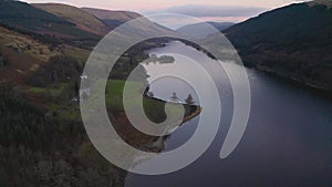 Flight over Loch Voil at Loch Lomond & The Trossachs National Park in Scotland