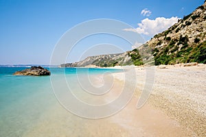 Flight over of Paradise beach at Corfu