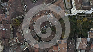 Flight over the rooftops in the old town of Neuchatel