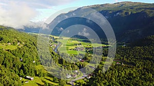 Flight over a valley in Noway