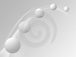 Flight path of golf ball. 3D Illustration