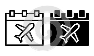 Flight schedule icon with outline and glyph style.