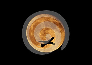 Flight Silhouette over the moon