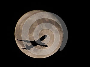 Flight Silhouette over the moon