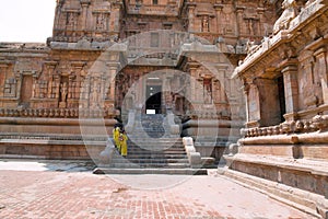 Flight of steps leading to Northern entrance, Brihadisvara Temple, Tanjore, Tamil Nadu photo