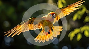 flight sun conure flying