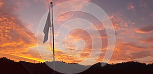 Flight with the sunset moment