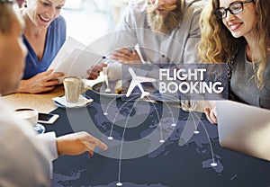 Flight Ticket Booking Destination Journey Concept